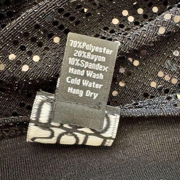 NEW Clara Sun Woo Soft Stretch Knit Black Shimmer Dolman Tunic Dress Size Large - Picture 5 of 6